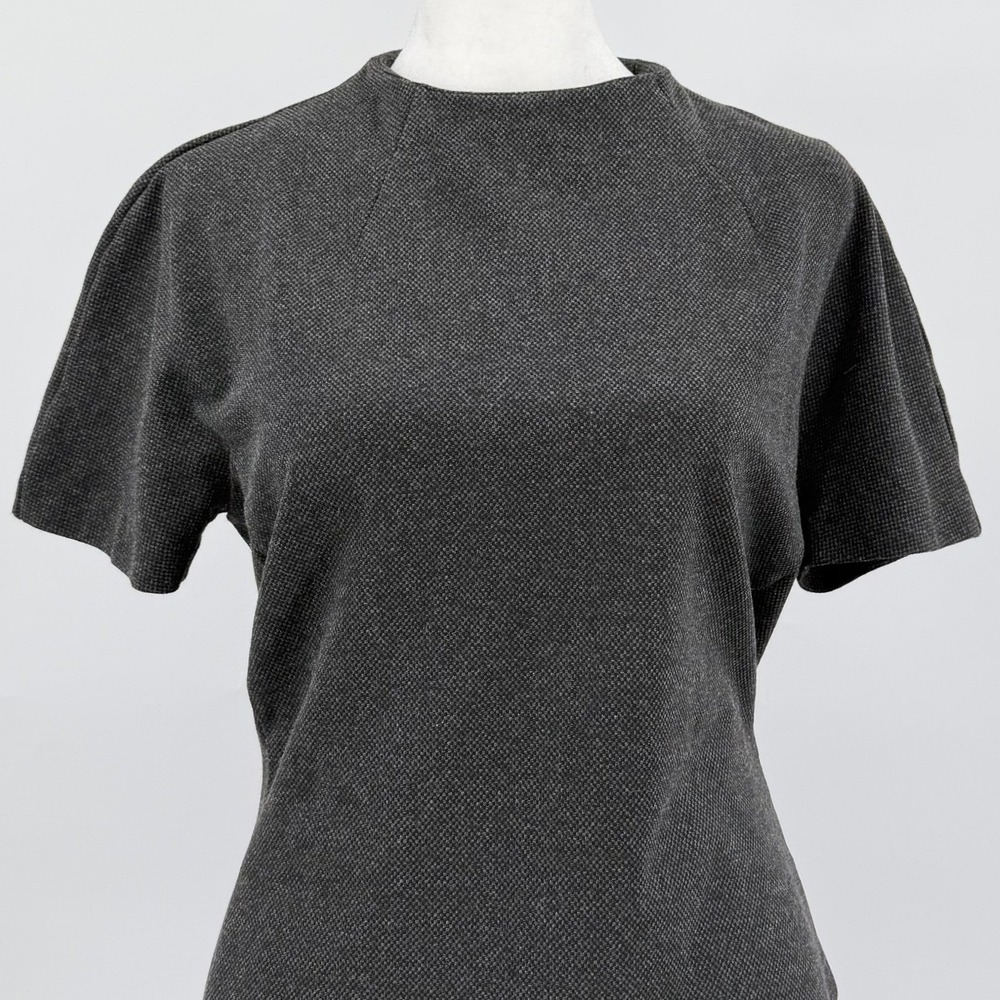Theory Womens Gray Stretch Knit Short Sleeve Shift Dress Size Large - Picture 2 of 7